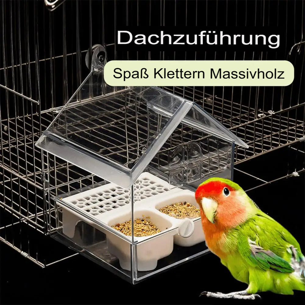 Transparenter Papageien Futterspender